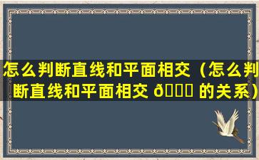 怎么判断直线和平面相交（怎么判断直线和平面相交 🐞 的关系）